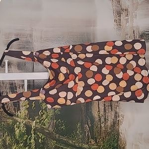 Kmode Womens 2X sleeveless tank top button accents warm Polka Dot colors